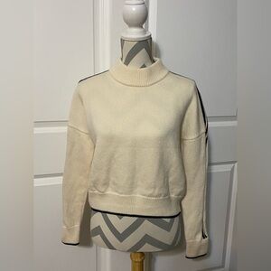 La Ligne Small Cream Turtleneck Sweater Striped Sleeves